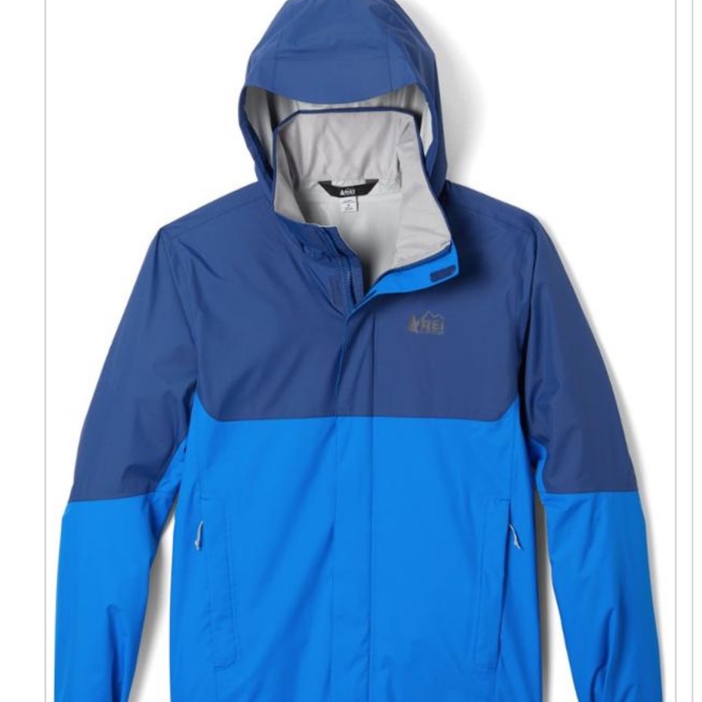 Mens REI Rainier Rain Jacket blue L